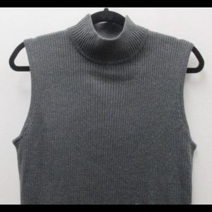 NEW 212 COLLECTION Women's Silver Metallic Ribbed Sleeveless turtleneck L